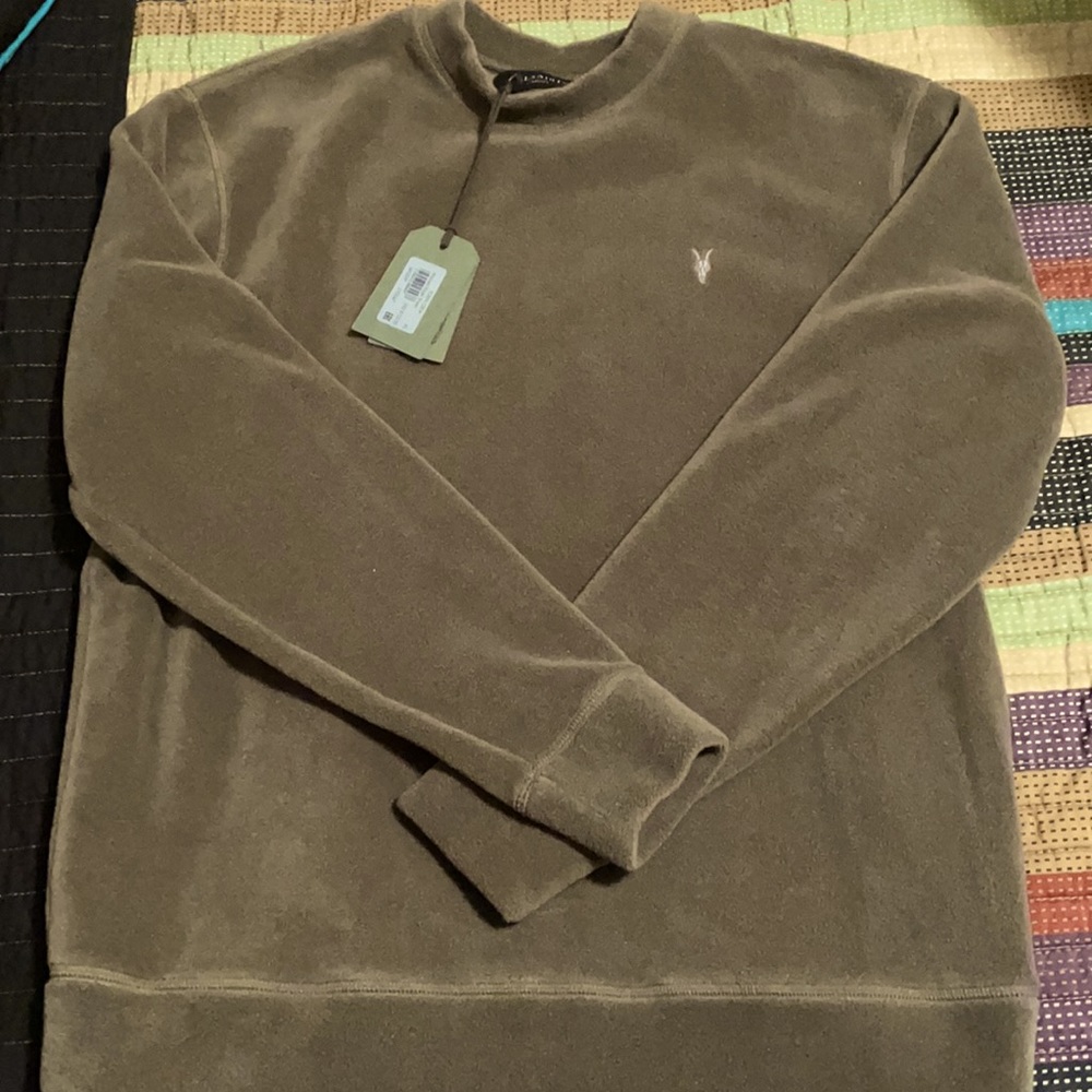 NWT ALL SAINTS Khaki Brown Crew Sweater - Picture 2 of 5